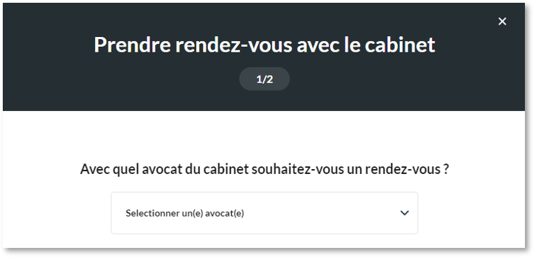 Formulaire de prise de rendez-vous en ligne sur un site d’avocat
