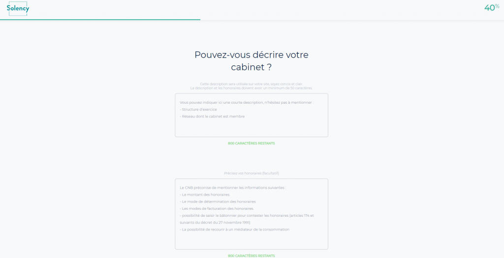 Outils de création de site pour avocats avec Solency